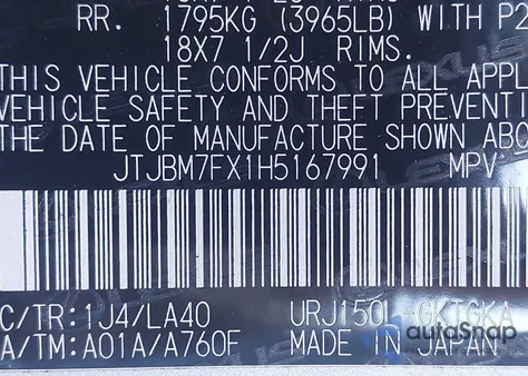 2017 Lexus Gx 460 from USA, damaged, VIN JTJBM7FX1H5167991